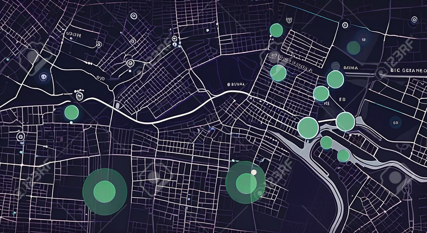 Stadsplanning. Stedelijke big data kaart. Slimme stad. Mensen activiteiten analyse. Stedelijke clusters hotspots. Megapolis monitoring technologie.