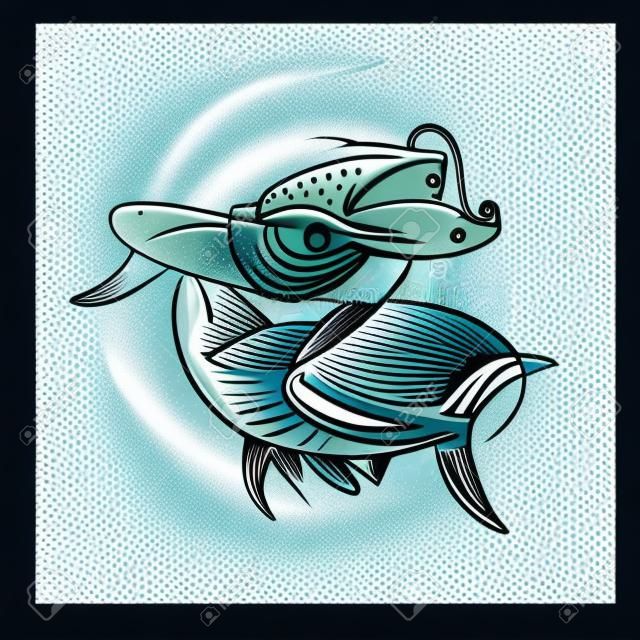 Ilustração vetorial de design de logotipo de pesca