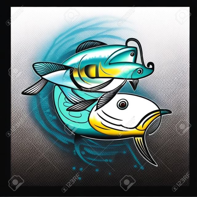 Ilustração vetorial de design de logotipo de pesca