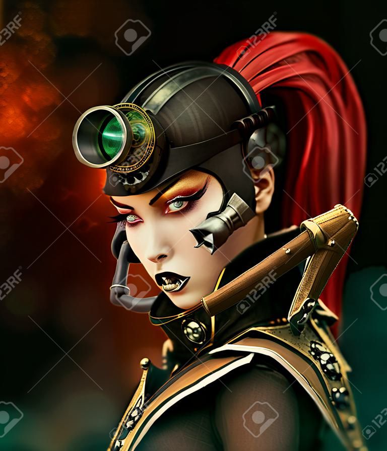 portrait of a girl in steampunk style