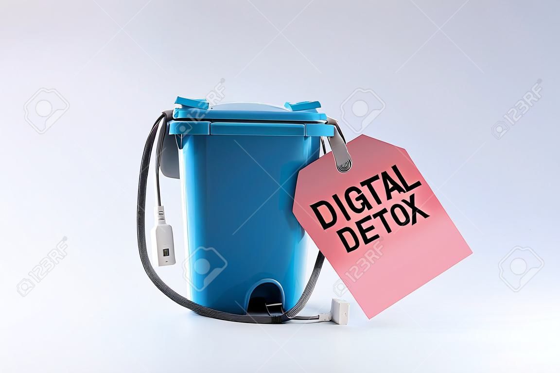 Trash can with the inscription "digital detox"