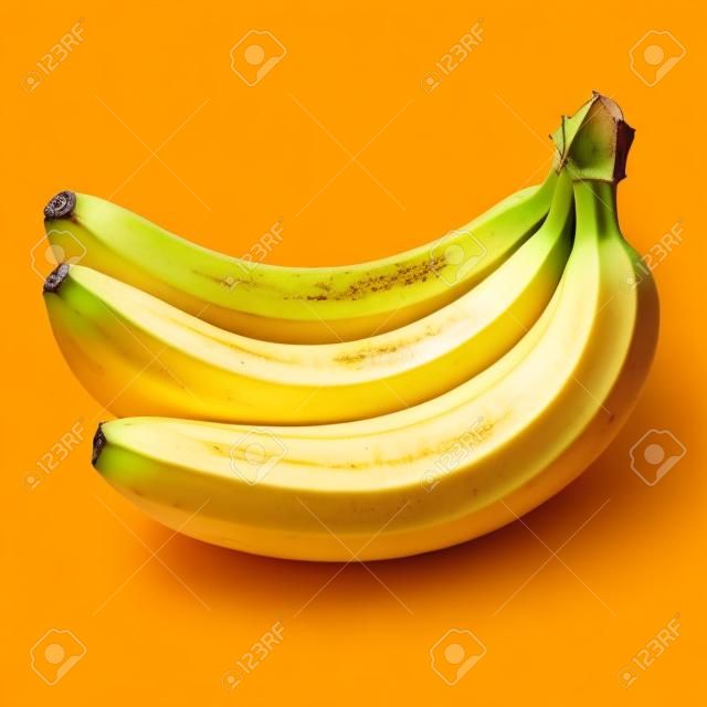 tres plátanos aislados sobre fondo blanco + trazado de recorte