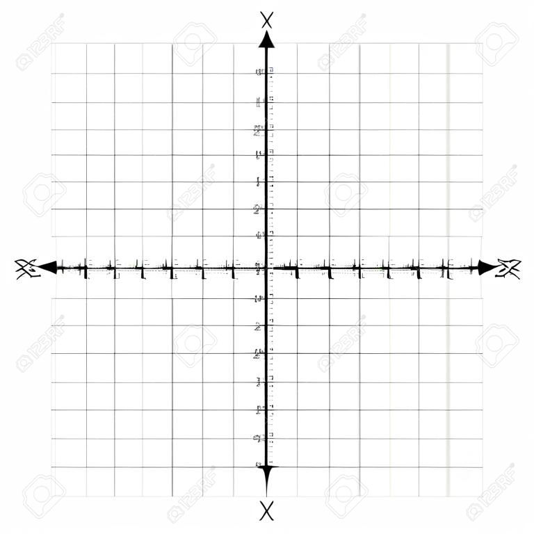空白的x和y軸笛卡爾坐標平面與白色背景矢量圖上的數字