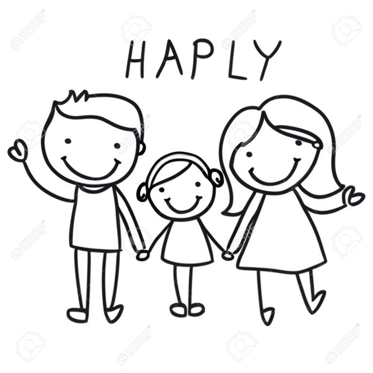 main dessin dessin animé famille heureuse vie heureuse