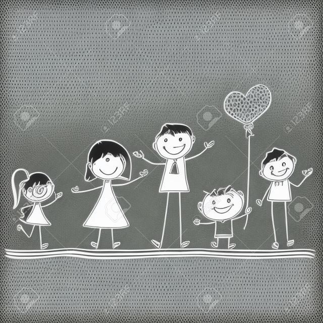 rysunek rysunek ręka postaci szczęśliwa rodzina
