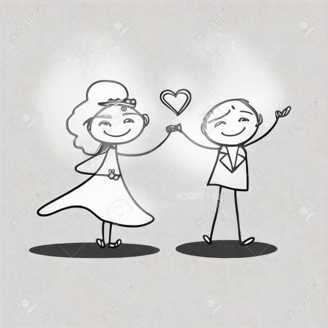 disegno a mano fumetto felicità carattere matrimonio