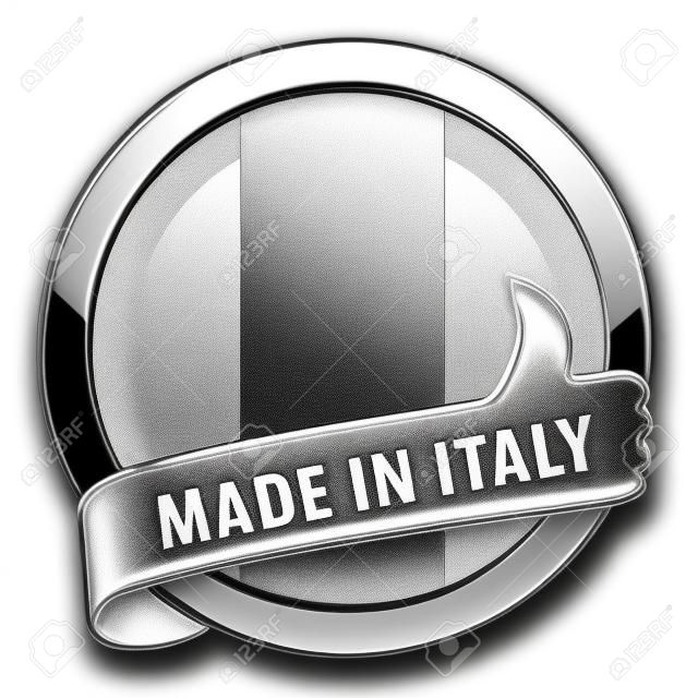 made in italy silver badge isolated button on white background