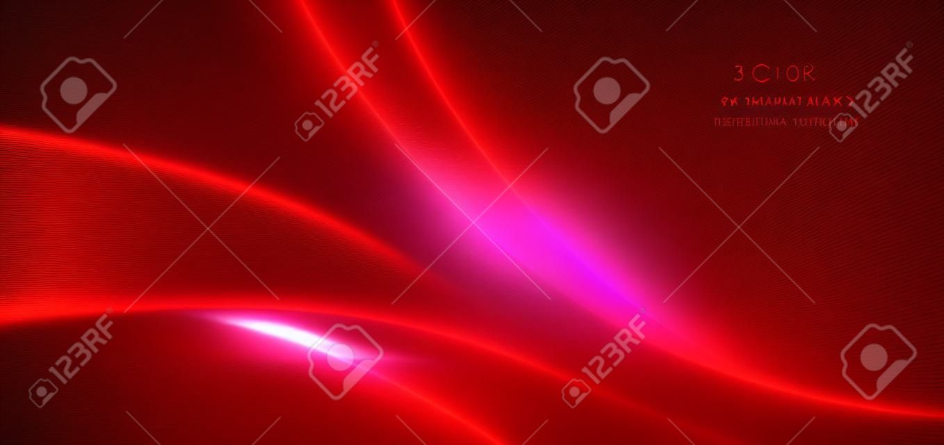 Forma roja curva 3d abstracta sobre fondo rojo con efecto de iluminación y brillo con espacio de copia para texto. estilo de diseño de lujo. ilustración vectorial