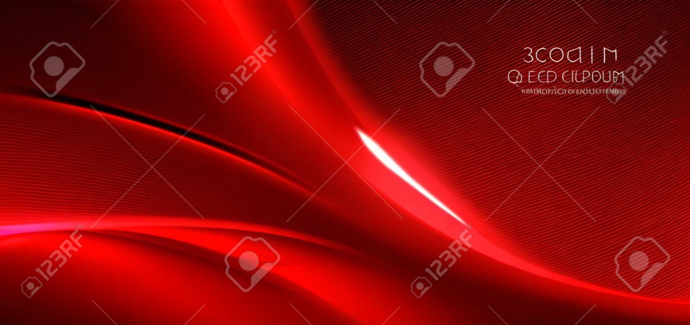 Forma roja curva 3d abstracta sobre fondo rojo con efecto de iluminación y brillo con espacio de copia para texto. estilo de diseño de lujo. ilustración vectorial