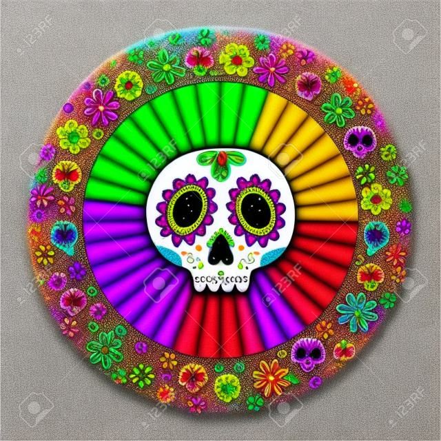 crâne de sucre coloré pour le jour de la fête mexicaine des morts