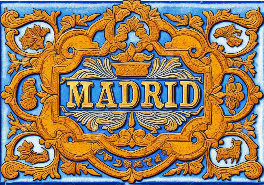Részletes hagyományos Festett Tin Agyagedény tilework Azulejos Veterán spanyol csempe vektoros illusztráció Madrid Spanyolország