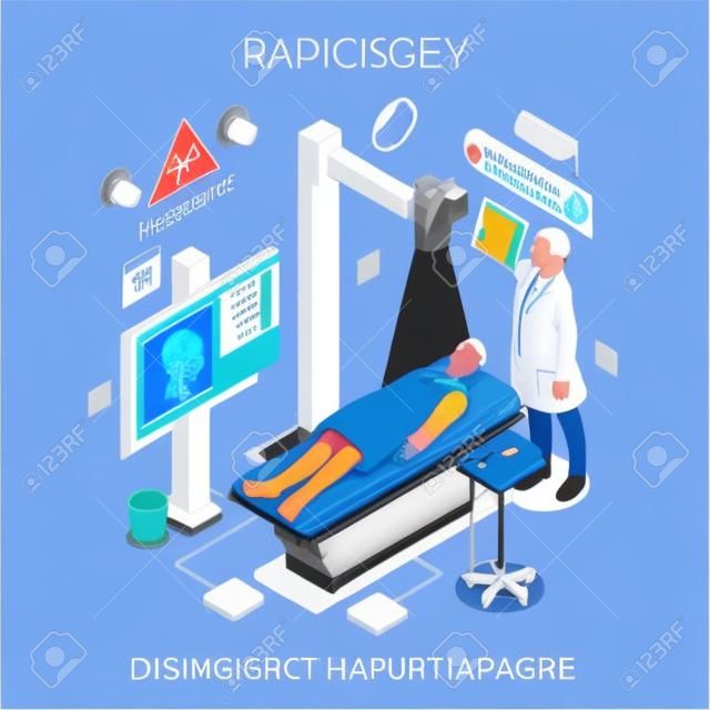 Diagnostic and Therapeutic Imaging Hospital Department. Patient as First Aim. RX CT Scan MRI Disease Insurance Hospital. NEW bright palette 3D Flat Vector People Set