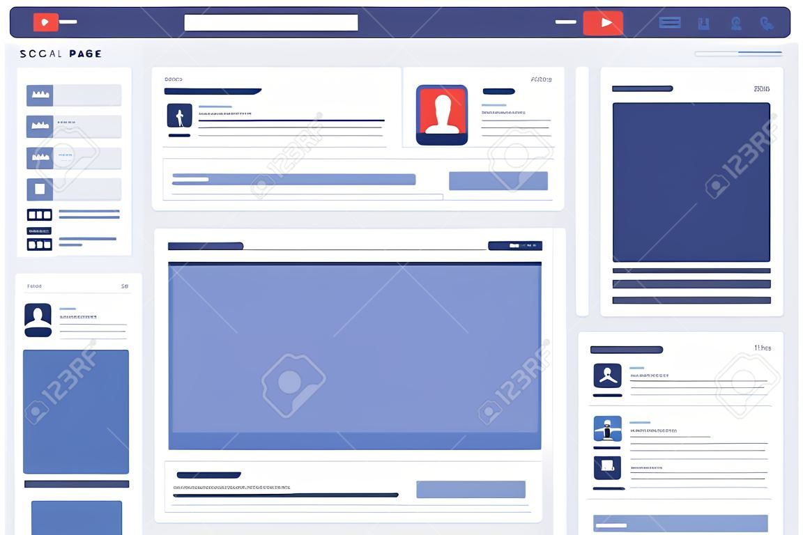 Social page profile web interface. Concept in flat design vector illustration.