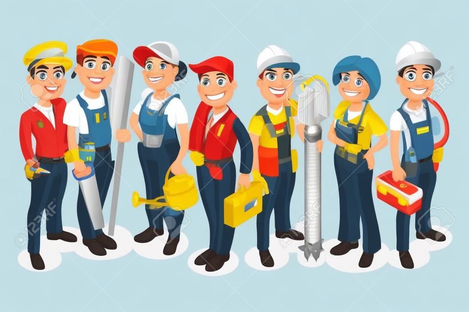 Different workmen and professional employers cartoon characters