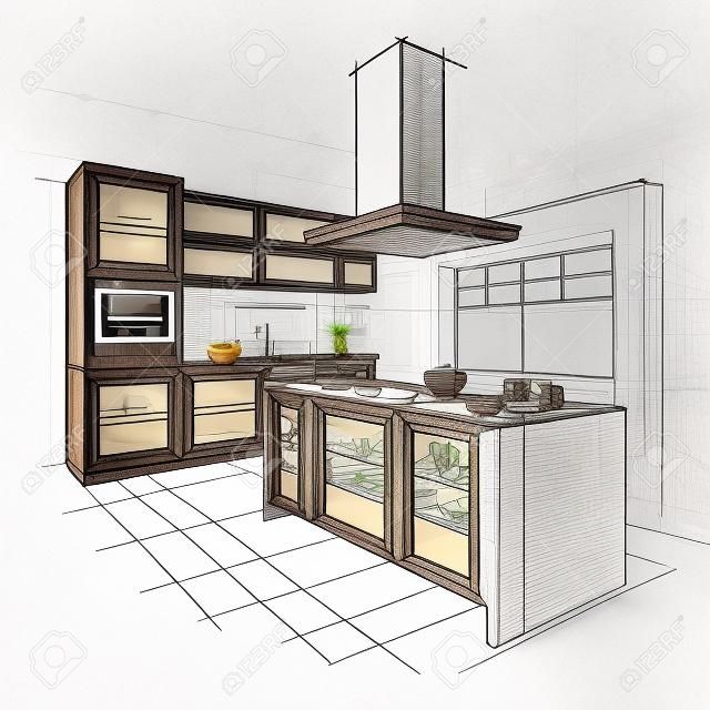 现代岛式厨房室内设计