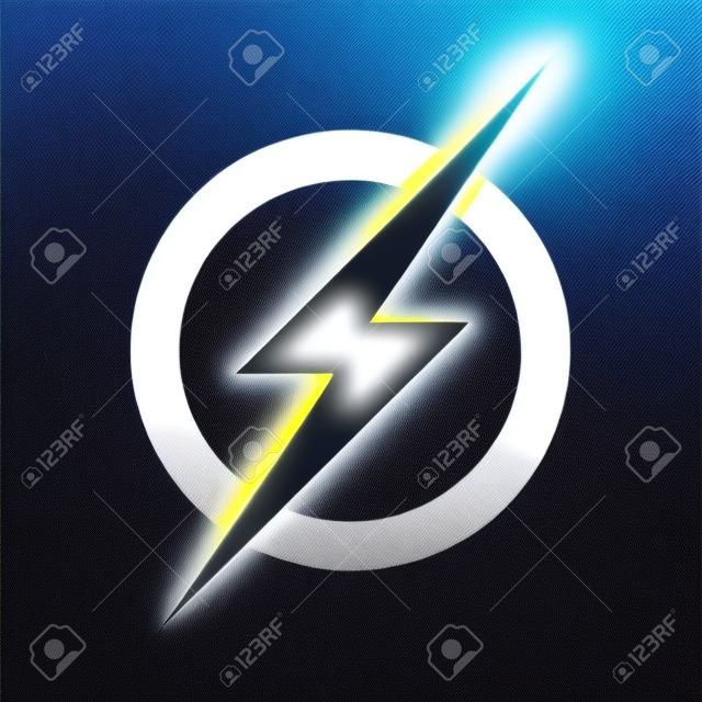 Значок логотипа власти молнии. Векторный электрический быстрый символ молнии, изолированные на прозрачном фоне