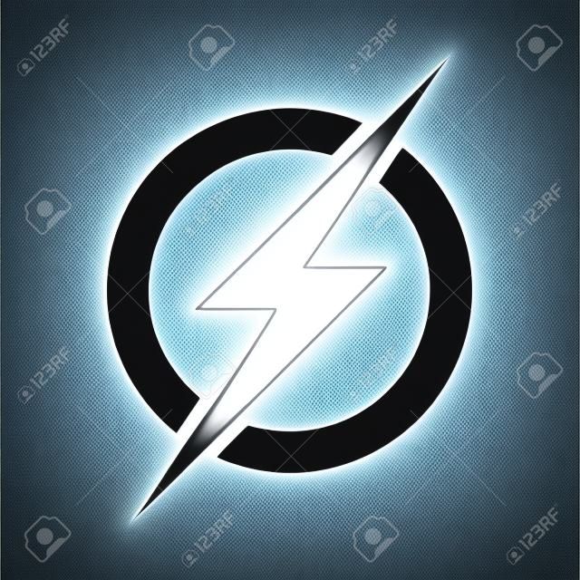 Значок логотипа власти молнии. Векторный электрический быстрый символ молнии, изолированные на прозрачном фоне