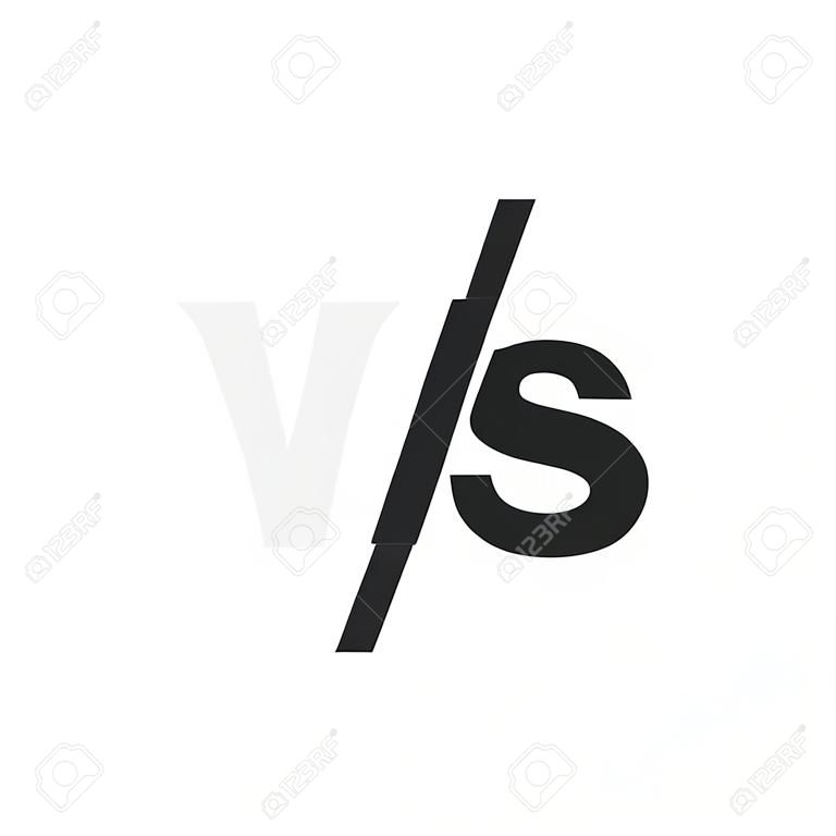 VS 対文字ベクトル ロゴは白の背景に分離されています。対立または反対の設計コンセプトのためのVS対シンボル