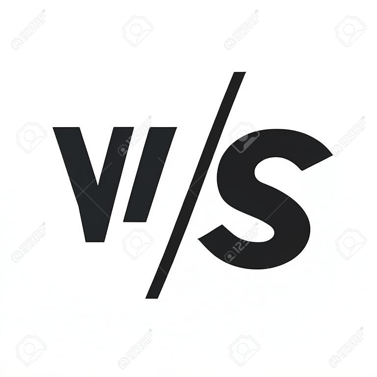 VS 문자 벡터 로고 흰색 배경에 고립 대. 대립 또는 반대 디자인 개념에 대한 VS 대 기호