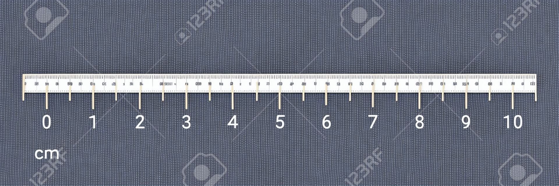 10 centimeters ruler measurement tool with numbers scale. Vector cm chart with millimeter grid system