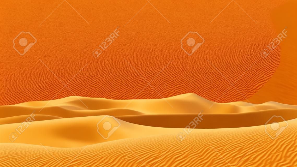 Realistic desert landscape isolated on checkered background. Beautiful view on realistic sand dunes. 3d vector illustration of sandy desert.