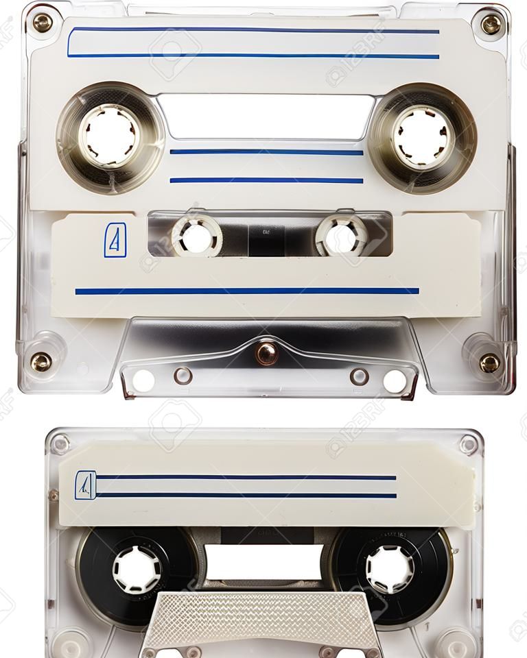 аудио кассеты на белом фоне. сторона А и В
