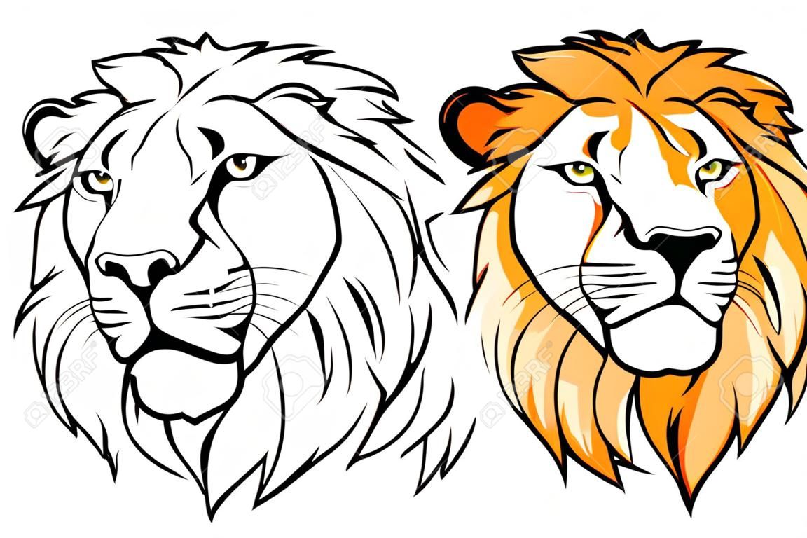 Oroszlán logó. Vektor állat oroszlán. Király oroszlán elszigetelt fehér background.