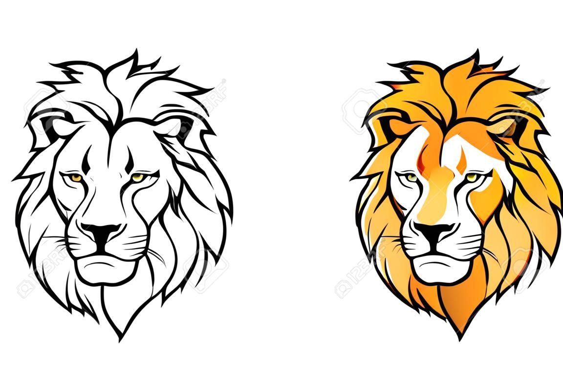 Logotipo del león. León animal del vector. León del rey aislado en el fondo blanco.