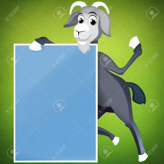funny goat cartoon posing with blank sign