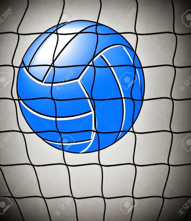 Volleyball and net illustration in black and white. Great for print or screen print.