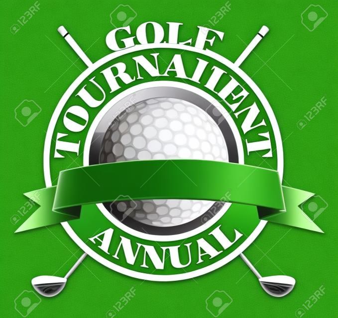 Гольф турнир Дизайн является иллюстрацией ежегодного дизайна гольфу Содержит гольф-клубы и мяч для гольфа и зеленый фон и баннеры для вашего текста