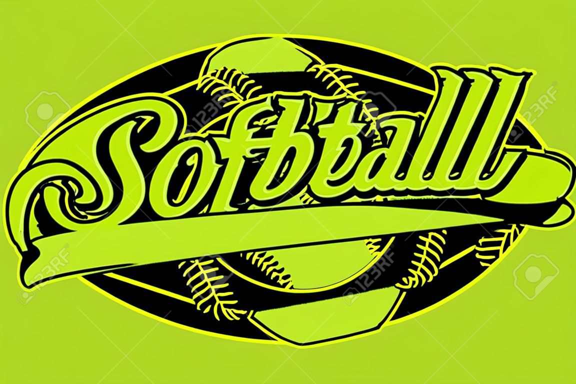 Softball Design With Banner is an illustration of a softball design with a softball and text. Includes a tail or ribbon banner for your own team name or other text. Great for t-shirts.