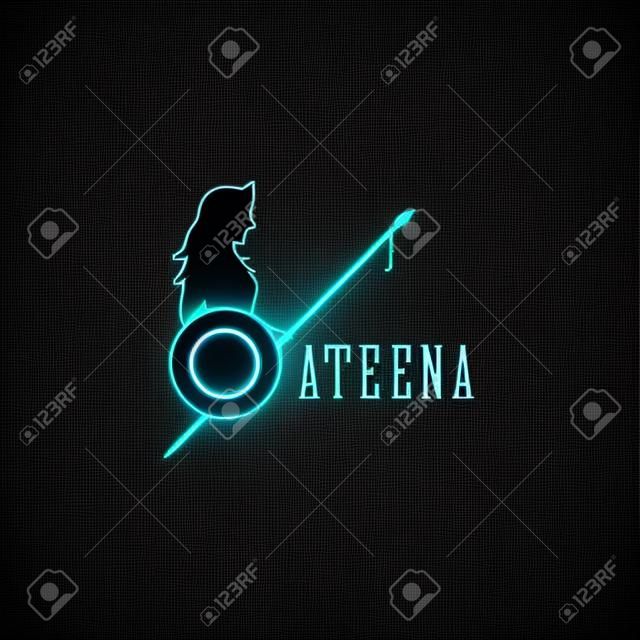Sylwetka projektu wektora logo Ateny