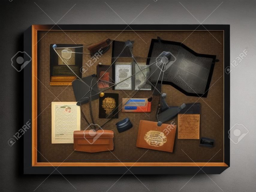 Detective wall board, wits and deduction system