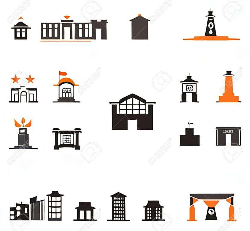 Infrastruktur des Stadt-Icon-Set für Webseiten und Benutzeroberfläche