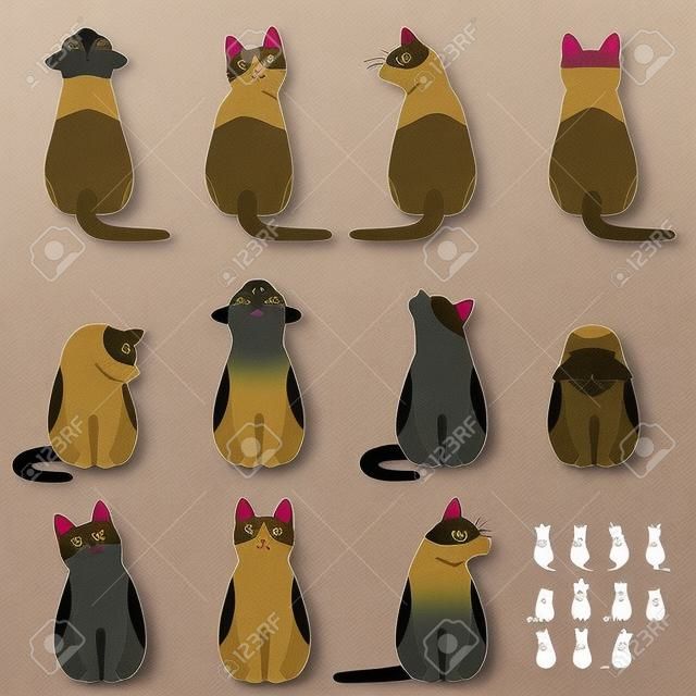 Set di pose gatto seduto