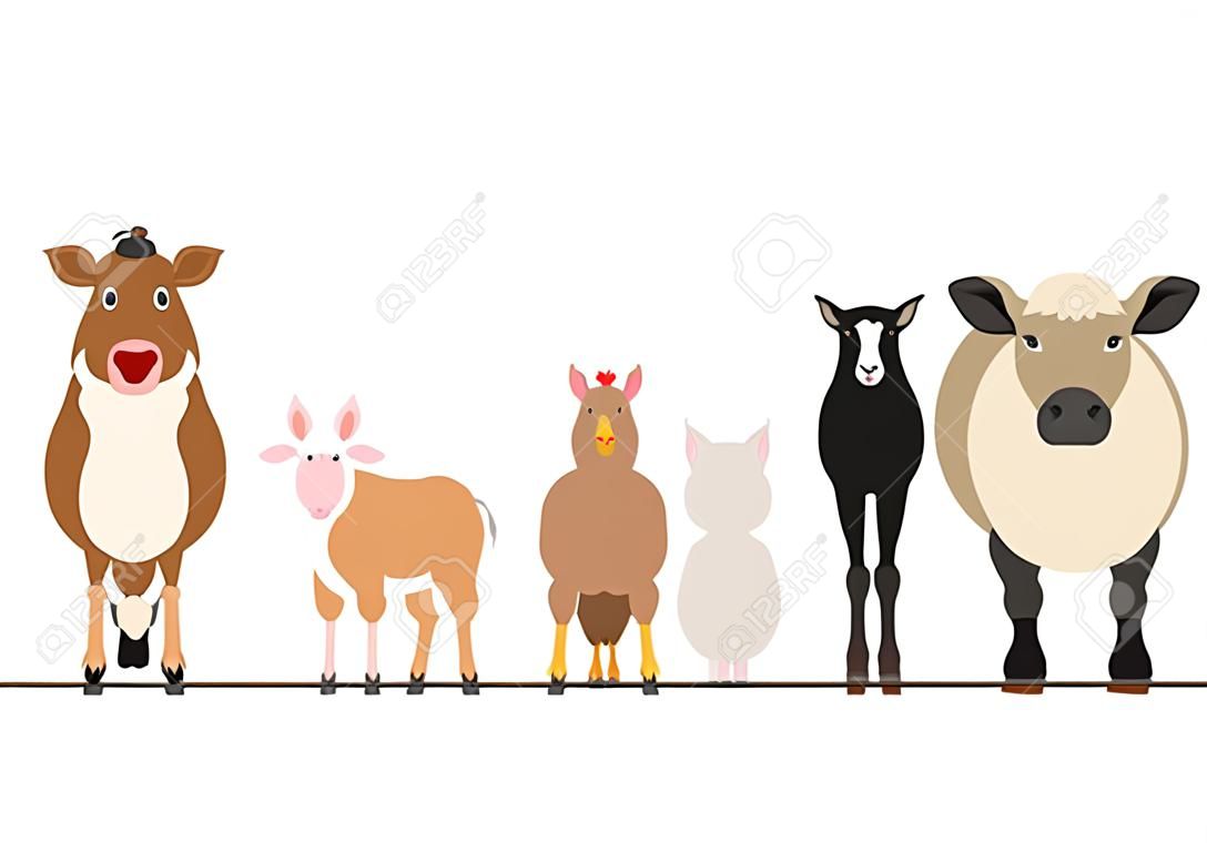 сельскохозяйственных животных границы набор, вид спереди и вид сзади