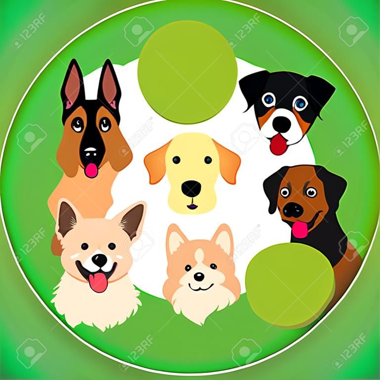 dogs in round frame design
