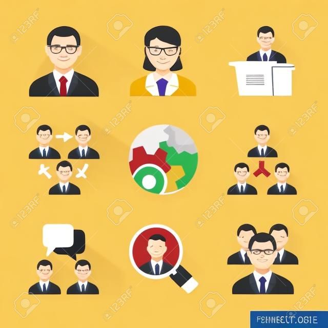 Business people Flat icons for Web and Mobile Application 