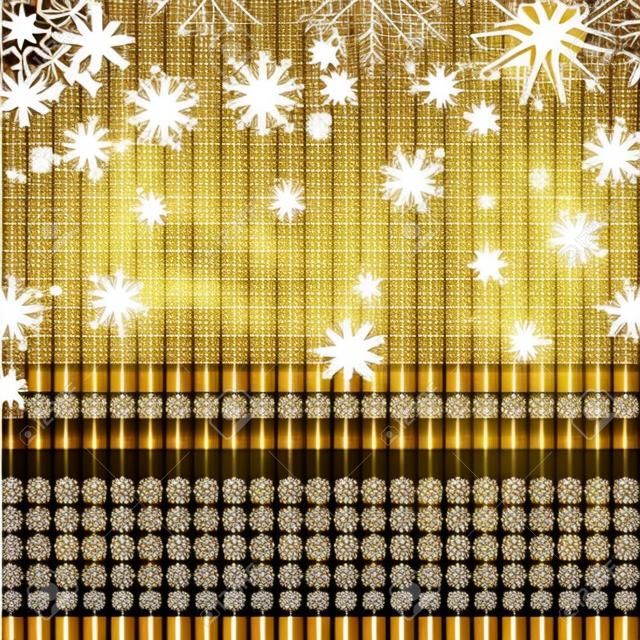 Christmas and New Year transparent background with falling gold snowflakes. Vector .