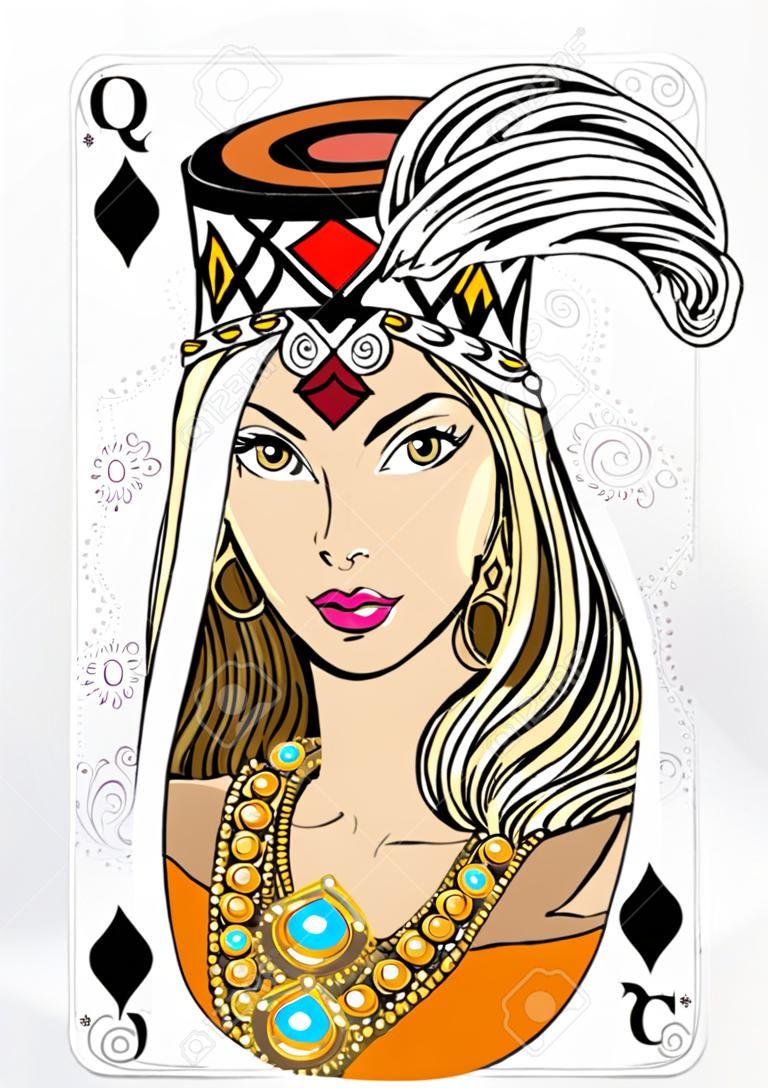 Queen of diamonds  Deck romantic graphics cards