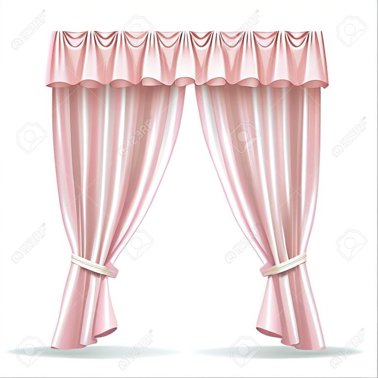 粉色的窗帘挂着窗帘隔离在一个白色背景1