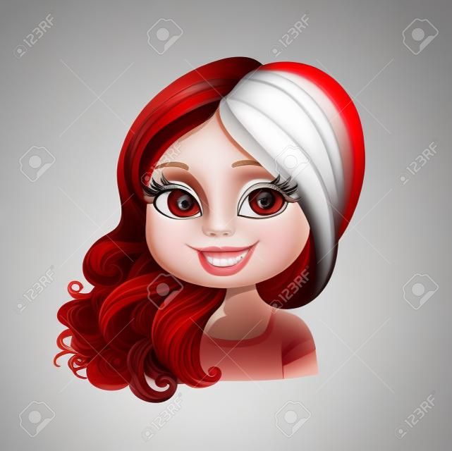 Bella ragazza la bruna con i capelli rossi sono spostati attraverso un ritratto spalla isolato su sfondo bianco