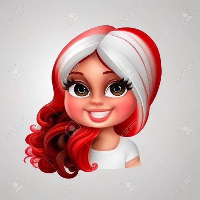 Schöne Mädchen die Brünette mit dem roten Haar werden durch eine Schulter-Porträt auf weißem Hintergrund verschoben