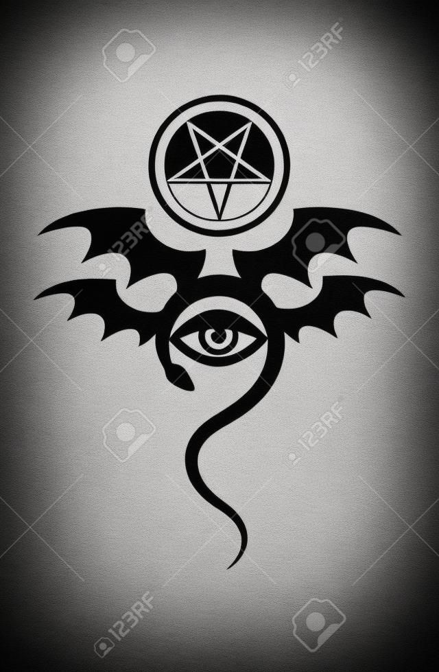 사악한 눈(The Greater Malefic). 흑마법의 신비한 상징, 요술의 상징, 강령술의 상징. [타투]