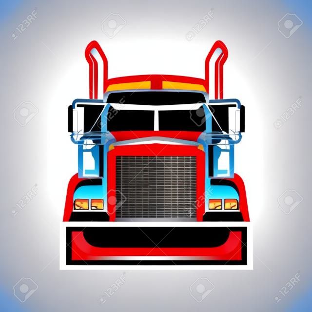 Semi camion 18 roues camionneur vue de face vecteur isolé