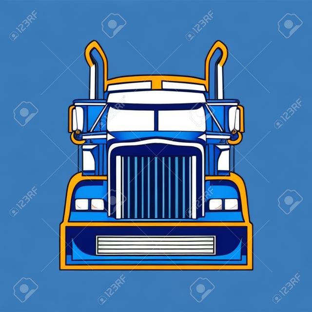 Semi truck 18 wheeler trucker widok z przodu wektor na białym tle
