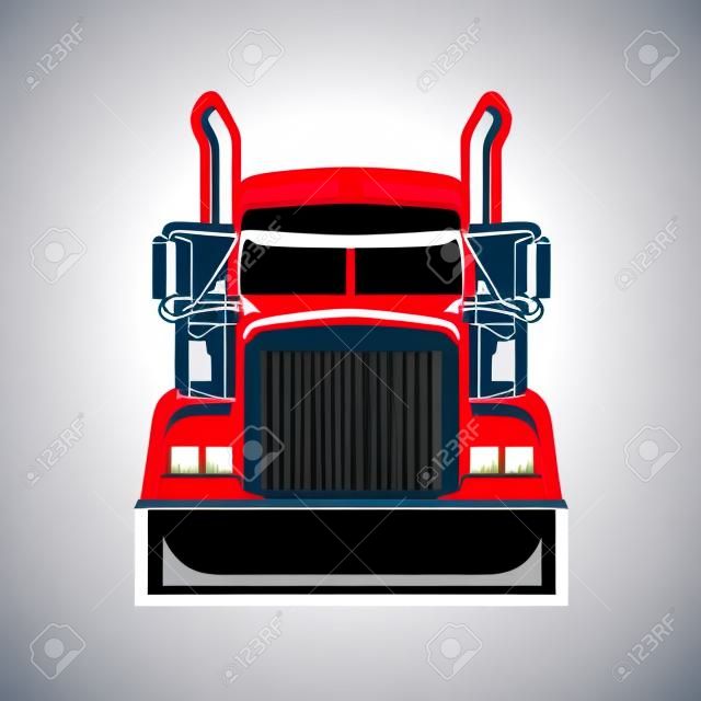 Semi camion 18 roues camionneur vue de face vecteur isolé