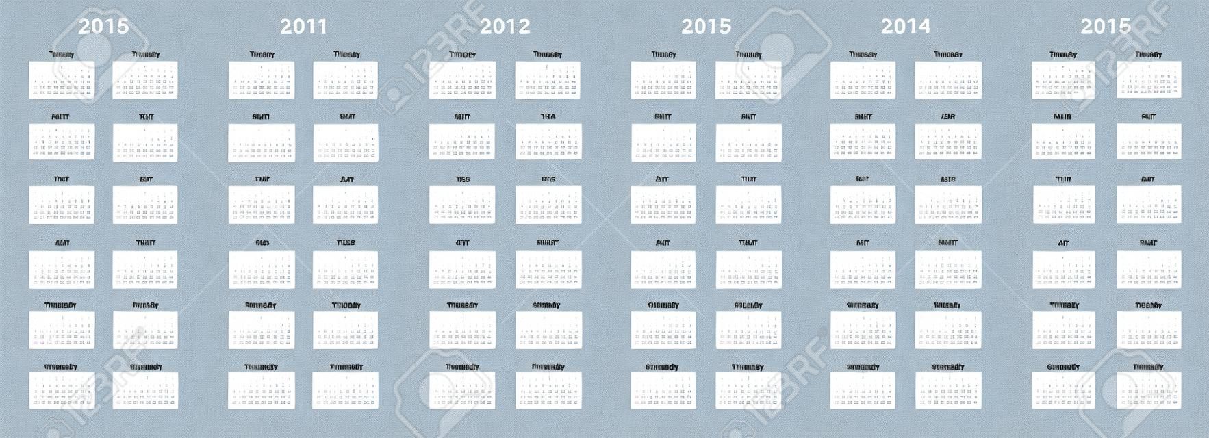Simple calendar for years 2010, 2011, 2012, 2013, 2014 and 2015.