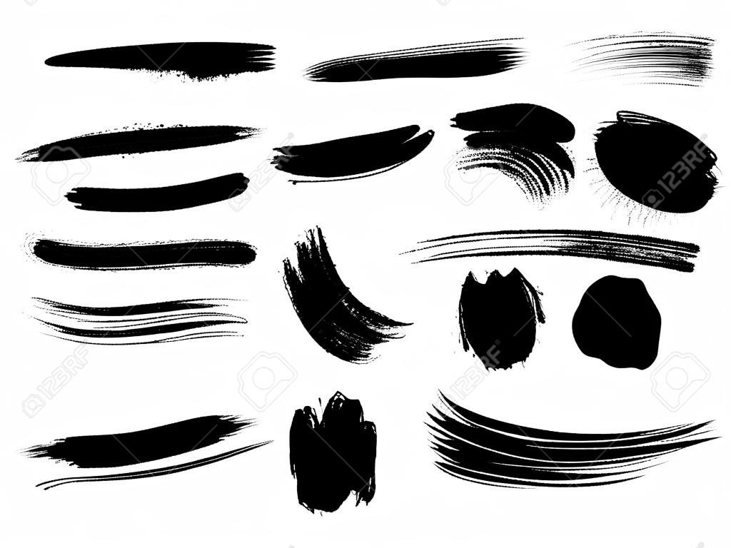 Set of Korean, Chinese, Japanese ink brush strokes. Collection of grungy Oriental design elements for your design